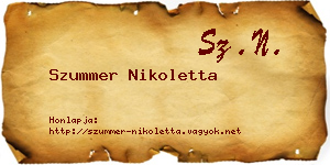 Szummer Nikoletta névjegykártya