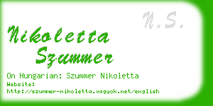 nikoletta szummer business card